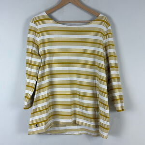 Joules New Harbour Cream Gold Long Sleeve Stripe Shirt